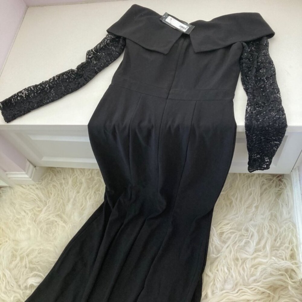 XSCAPE LACE SLEEVES OFF-THE-SHOULDER FORMAL DRESS 0214 - Picture 7 of 16